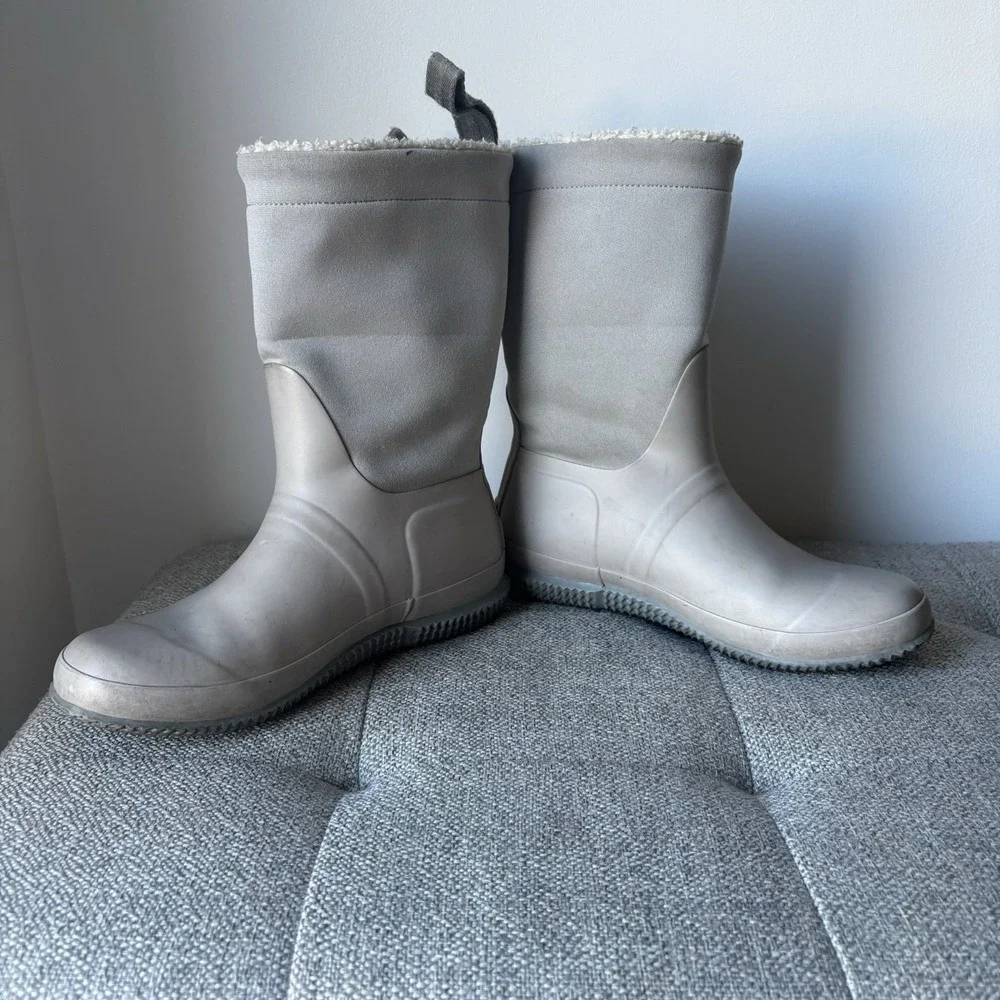 Hunter Women's Winter Rain Boots Roll Top Sherpa‎ Lined Boot US size 5 Gray